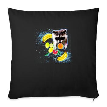 raton laveur, ours, graffiti, peinture, menthe, fruit - Housse de coussin décorative 45 x 45 cm - noir - Devant