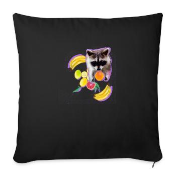 raton laveur, ours, graffiti, peinture, menthe, fruit - Housse de coussin décorative 45 x 45 cm - noir - Devant