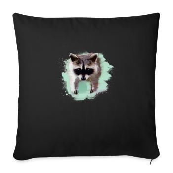 raton laveur, ours, graffiti, peinture, menthe - Housse de coussin décorative 45 x 45 cm - noir - Devant