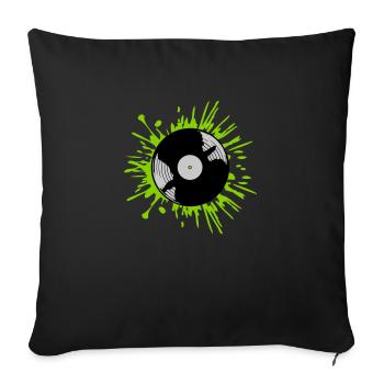 Color blobs vinyl record drops - Sofa pillowcase 17,3'' x 17,3'' (45 x 45 cm) - black - Front