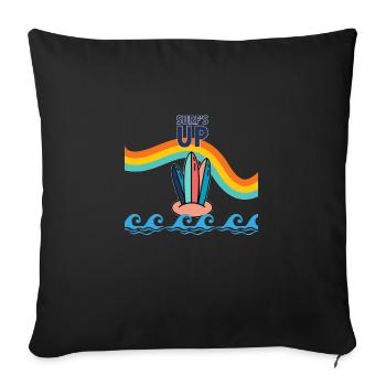 rainbow surfboard - Sofa pillowcase 17,3'' x 17,3'' (45 x 45 cm) - black - Front