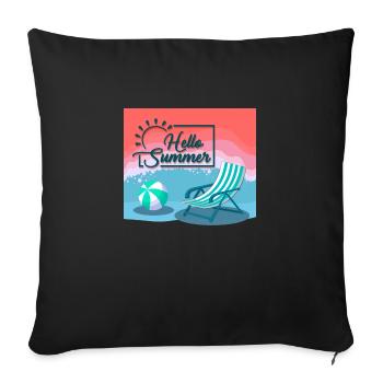 hello summer, hello summer - Sofa pillowcase 17,3'' x 17,3'' (45 x 45 cm) - black - Front