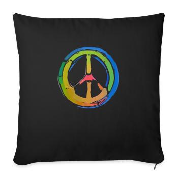 Frieden Friedenszeichen Liebe Harmonie Symbol 2 - Sofakissenbezug 45 x 45 cm - Schwarz - Vorne