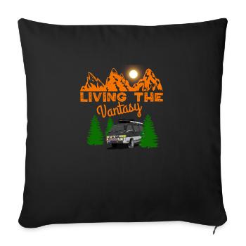 Living the Vantasy - Van Camping Camper - Housse de coussin décorative 45 x 45 cm - noir - Devant
