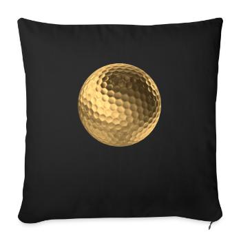 Balle de golf dorée 3D - Housse de coussin décorative 45 x 45 cm - noir - Devant