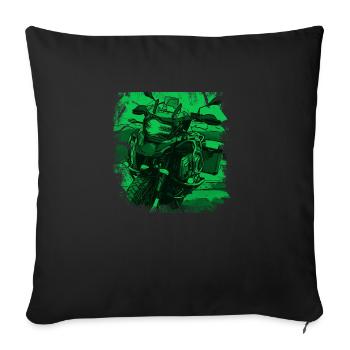 Motorcycle GS black green - Sofa pillowcase 17,3'' x 17,3'' (45 x 45 cm) - black - Front