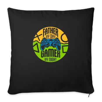 father by day Gamer - Sofa pillowcase 17,3'' x 17,3'' (45 x 45 cm) - black - Front