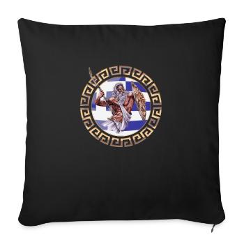 Greek flag ornament Zeus - Sofa pillowcase 17,3'' x 17,3'' (45 x 45 cm) - black - Front