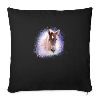 foal,horse,graffiti,painting,watercolor,pony,blue - Sofa pillowcase 17,3'' x 17,3'' (45 x 45 cm) - black - Front
