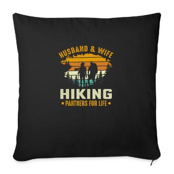 Husband & Wife Hiking Partner For Life - Housse de coussin décorative 45 x 45 cm - noir - Devant