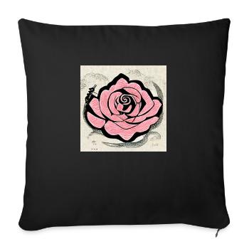 Rose japonaise - Housse de coussin décorative 45 x 45 cm - noir - Devant