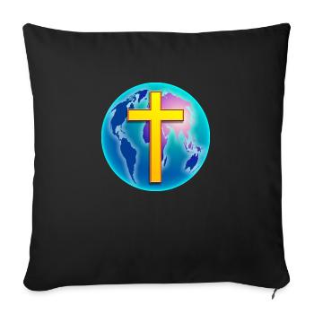 Worldwide Cross Symbol - Sofa pillowcase 17,3'' x 17,3'' (45 x 45 cm) - black - Front