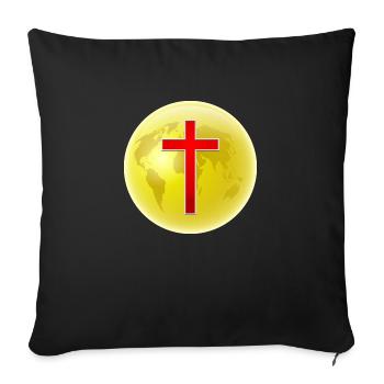 Worldwide Cross Symbol - Sofa pillowcase 17,3'' x 17,3'' (45 x 45 cm) - black - Front