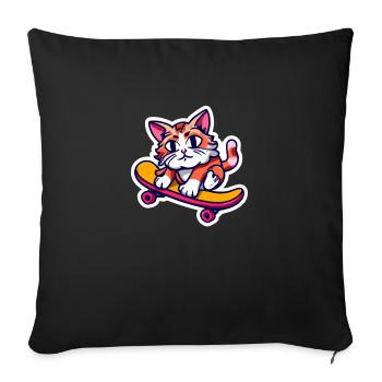 Patinage de chat - Housse de coussin décorative 45 x 45 cm - noir - Devant