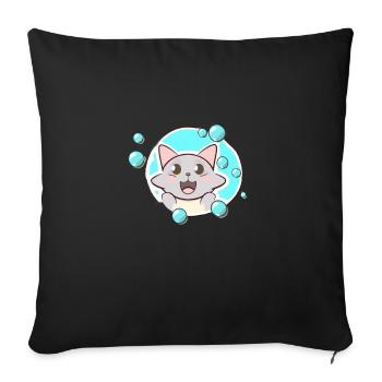 Savon Bubbles Chat - Housse de coussin décorative 45 x 45 cm - noir - Devant