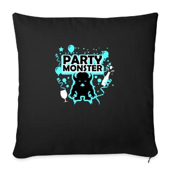 Party monster light blue - Sofa pillowcase 17,3'' x 17,3'' (45 x 45 cm) - black - Front