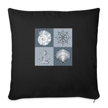 Symboles maritimes - Housse de coussin décorative 45 x 45 cm - noir - Devant