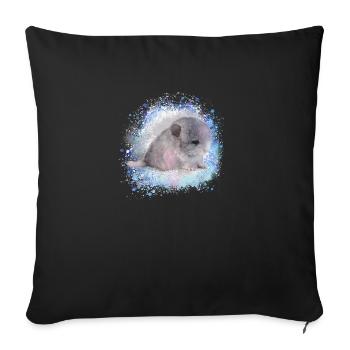 chinchilla, graffiti, peinture, bébé, bleu - Housse de coussin décorative 45 x 45 cm - noir - Devant