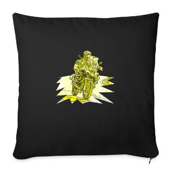 Adventure Bike curve yellow - Sofa pillowcase 17,3'' x 17,3'' (45 x 45 cm) - black - Front