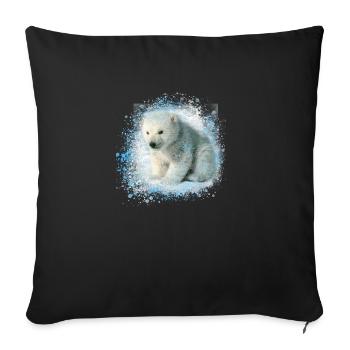 baby polar bear,polar bear,painting,blue,graffiti - Sofa pillowcase 17,3'' x 17,3'' (45 x 45 cm) - black - Front