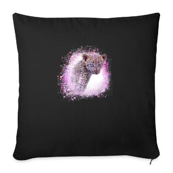 léopardbaby, tigre, rose, graffiti, peinture, léopard - Housse de coussin décorative 45 x 45 cm - noir - Devant