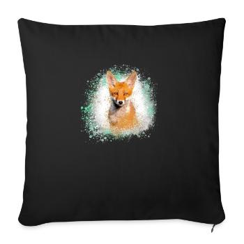 fuchs , graffiti, peinture, renard, aquarelle - Housse de coussin décorative 45 x 45 cm - noir - Devant