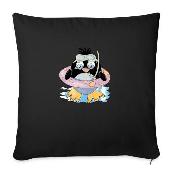 Cet oiseau nage - Housse de coussin décorative 45 x 45 cm - noir - Devant