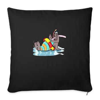 Ce lion de mer est prêt pour une belle baignade - Housse de coussin décorative 45 x 45 cm - noir - Devant