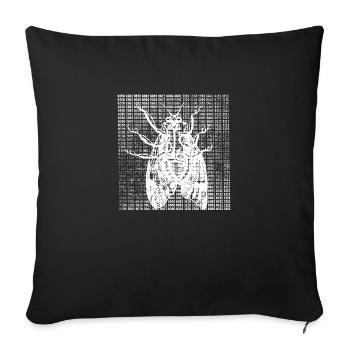White digital moth - Sofa pillowcase 17,3'' x 17,3'' (45 x 45 cm) - black - Front