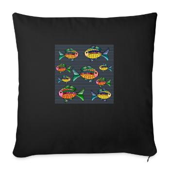 Fishes - Sofa pillowcase 17,3'' x 17,3'' (45 x 45 cm) - black - Front