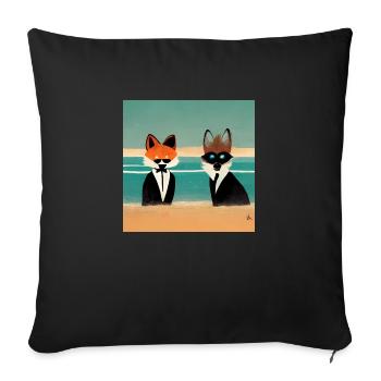 Fox and raccoon in costume - Sofa pillowcase 17,3'' x 17,3'' (45 x 45 cm) - black - Front