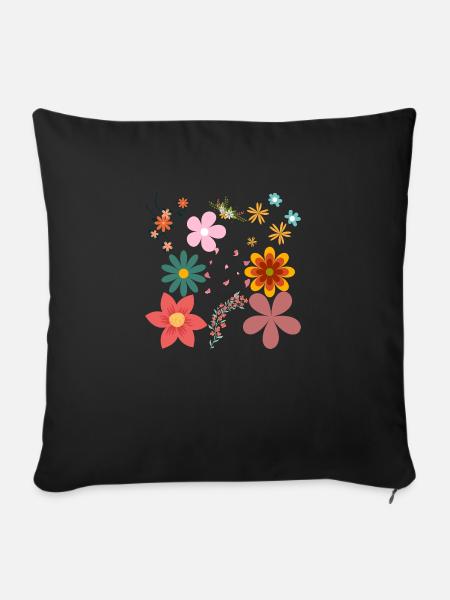 Blumen - Sofakissenbezug 45 x 45 cm - Schwarz