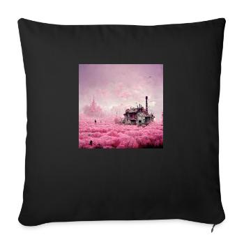 Pays des merveilles rose post-apocalyptique - Housse de coussin décorative 45 x 45 cm - noir - Devant