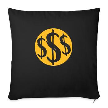 3 dollar signs round - Sofa pillowcase 17,3'' x 17,3'' (45 x 45 cm) - black - Front