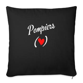 J'aime les pompiers - Housse de coussin décorative 45 x 45 cm - noir - Devant
