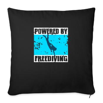 Powered By Free diving Gift idea - Sofa pillowcase 17,3'' x 17,3'' (45 x 45 cm) - black - Front