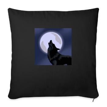 Wolf mit Mond - Sofakissenbezug 45 x 45 cm - Schwarz - Vorne