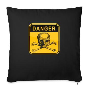 crâne de danger d’halloween - Housse de coussin décorative 45 x 45 cm - noir - Devant