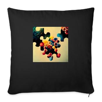 Motif de puzzle avec des molécules - Housse de coussin décorative 45 x 45 cm - noir - Devant