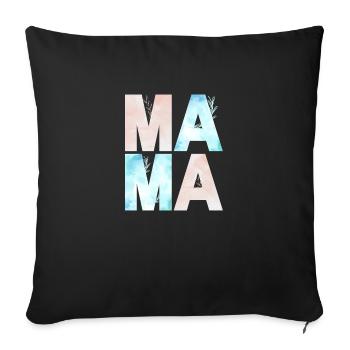MAMA WATERCOLOR BLUE AND ROSE - Sofa pillowcase 17,3'' x 17,3'' (45 x 45 cm) - black - Front