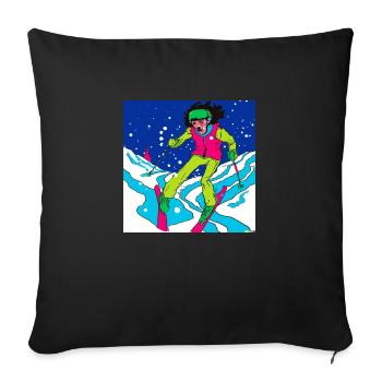 Skis on a valley run - Sofa pillowcase 17,3'' x 17,3'' (45 x 45 cm) - black - Front