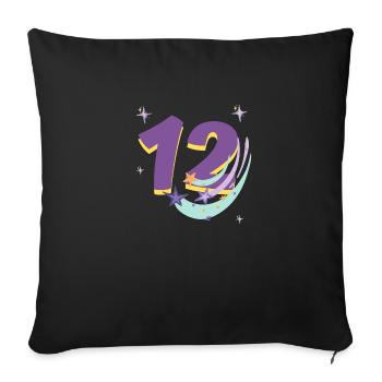 12th Birthday (12-year gift) - Sofa pillowcase 17,3'' x 17,3'' (45 x 45 cm) - black - Front