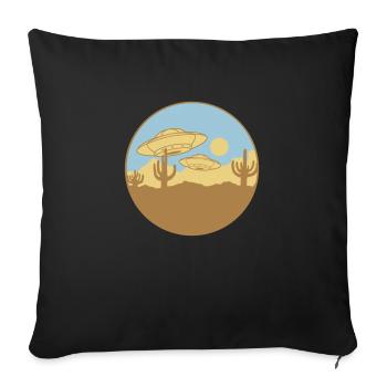 Fliegende Wüsten UFOs Szene - Sofakissenbezug 45 x 45 cm - Schwarz - Vorne
