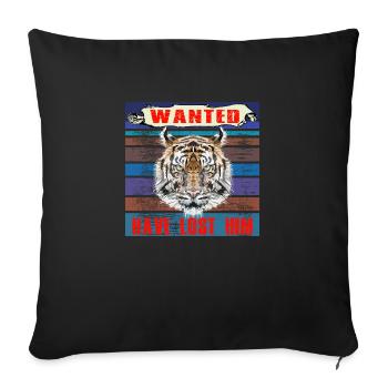 Wanted Tiger l’a perdu design dans le rétro vintage - Housse de coussin décorative 45 x 45 cm - noir - Devant