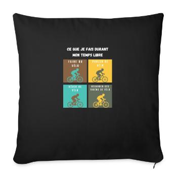ce que je fais durant mon temps libre vélo - Housse de coussin décorative 45 x 45 cm - noir - Devant