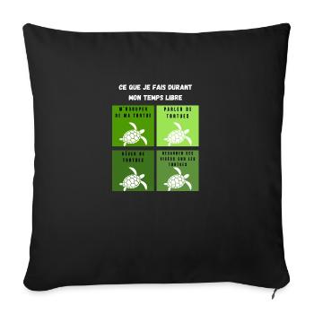 ce que je fais durant mon temps libre tortue - Housse de coussin décorative 45 x 45 cm - noir - Devant