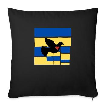 Ukrainische Flagge Taube Friedensflagge - Sofakissenbezug 45 x 45 cm - Schwarz - Vorne