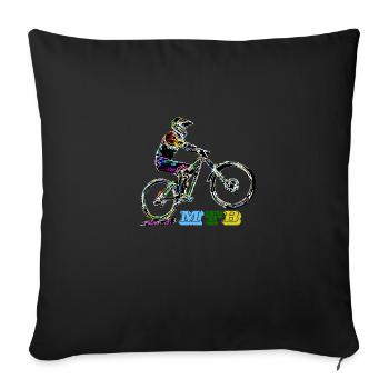 MTB Mountainbike bergab - Sofakissenbezug 45 x 45 cm - Schwarz - Vorne