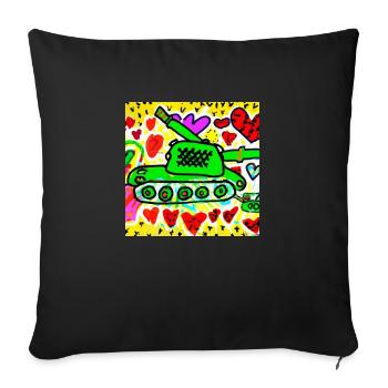 tank shooting hearts on children - Sofa pillowcase 17,3'' x 17,3'' (45 x 45 cm) - black - Front
