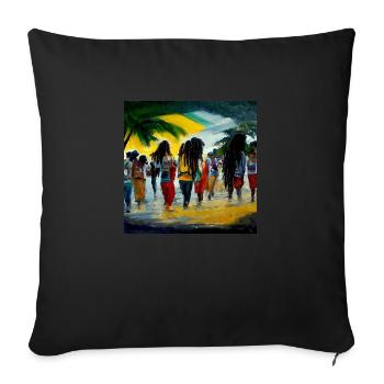 Festival de reggae en jamaïque sur la plage - Housse de coussin décorative 45 x 45 cm - noir - Devant